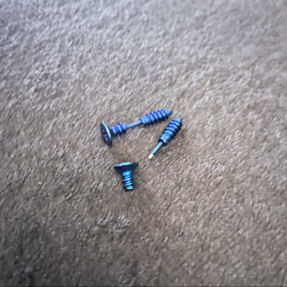 Dark Blue Unisex Screw Earrings - Picture 2 of 2